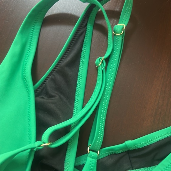 Relleciga Women’s High Cut Low Back One Piece Thong Swimsuit Green Size S - Picture 10 of 11